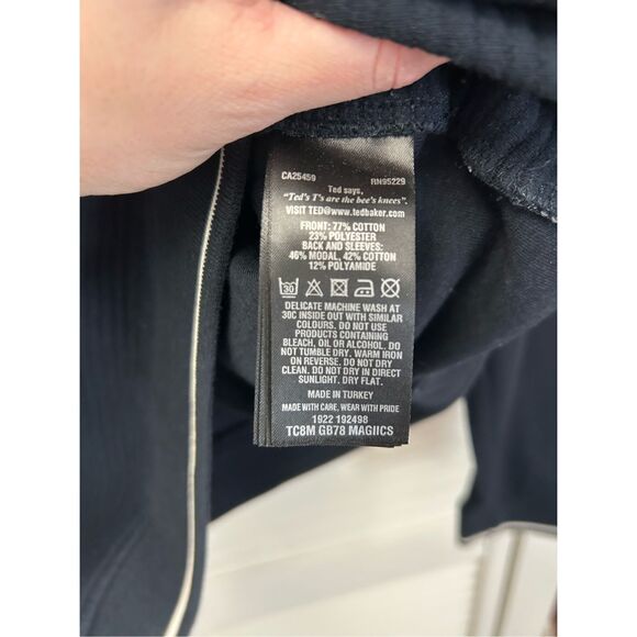 Ted Baker Sepal Textured Crewneck Sweater Navy Blue, Sz 4 / US Medium, MP $195 - Picture 4 of 12